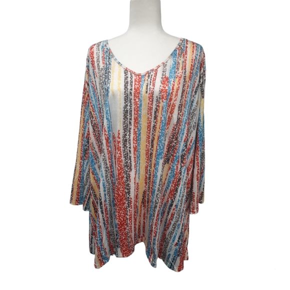 New stretchy v-neck striped shirt womens size 3/4XL - Picture 1 of 5